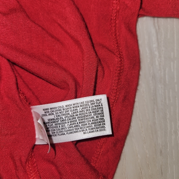 Old Navy Red Jersey Wrap Dress XS Rayon V-Neck Tie Waist Long Sleeve Fit & Flare - Picture 9 of 13